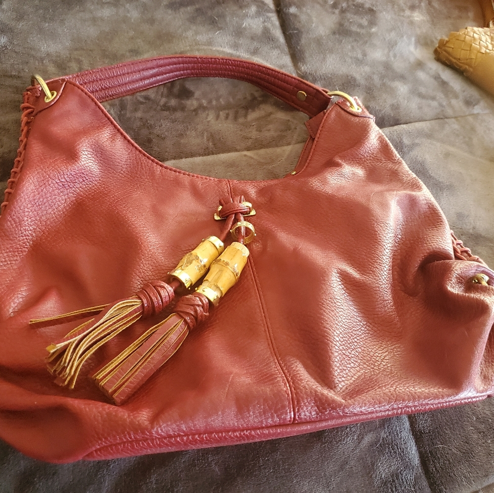 Olivia + Joy red leather hobo